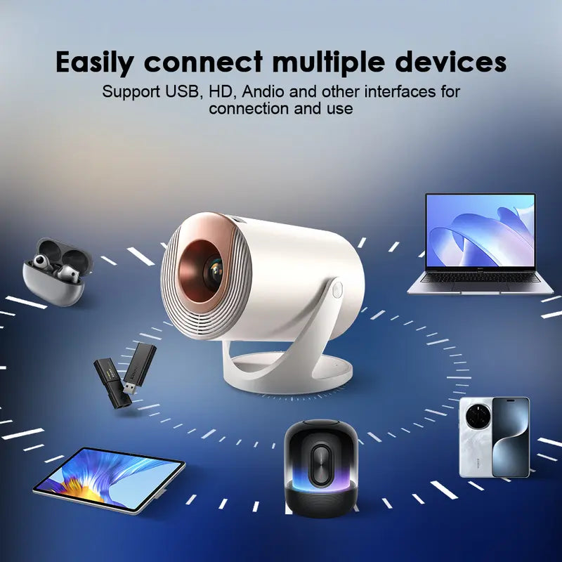 Amovfilm Mini Projector Portable Native 720P 4K Decoding Auto Keystone Correction 280ANSI WiFi Wireless & BT 5.0 Home Cinema Bedroom Gaming Outdoor Gift