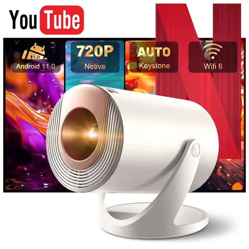 Amovfilm Mini Projector Portable Native 720P 4K Decoding Auto Keystone Correction 280ANSI WiFi Wireless & BT 5.0 Home Cinema Bedroom Gaming Outdoor Gift
