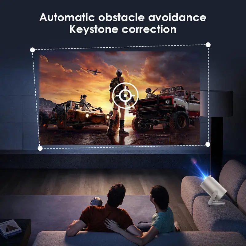 Amovfilm Mini Projector Portable Native 720P 4K Decoding Auto Keystone Correction 280ANSI WiFi Wireless & BT 5.0 Home Cinema Bedroom Gaming Outdoor Gift