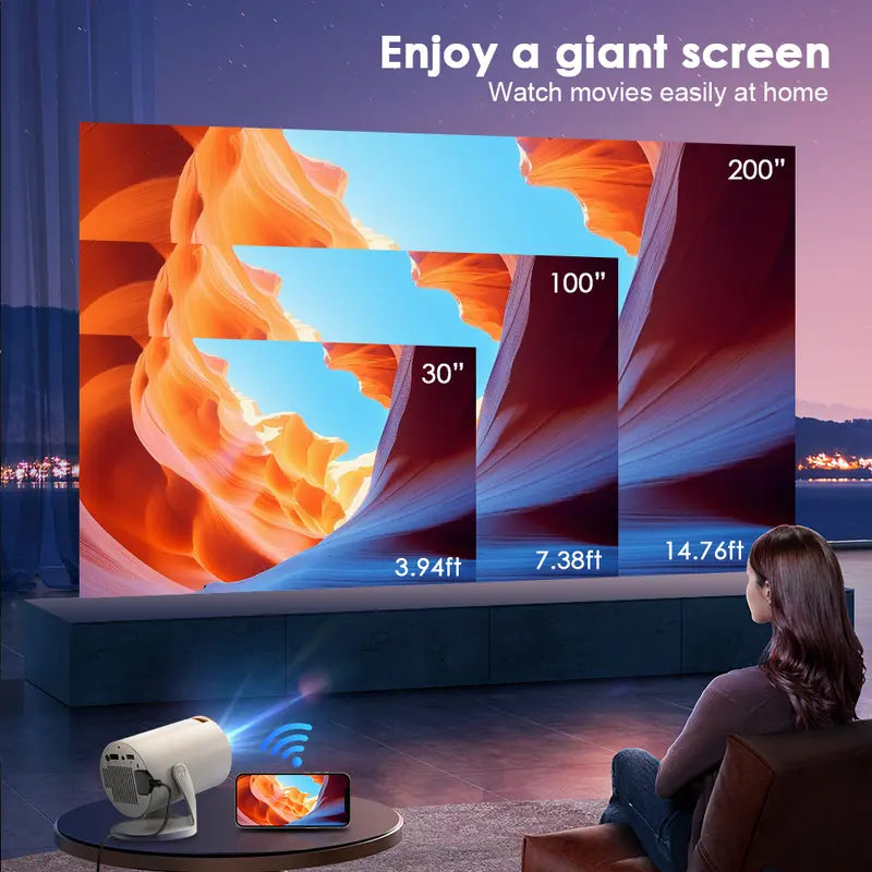 Amovfilm Mini Projector Portable Native 720P 4K Decoding Auto Keystone Correction 280ANSI WiFi Wireless & BT 5.0 Home Cinema Bedroom Gaming Outdoor Gift