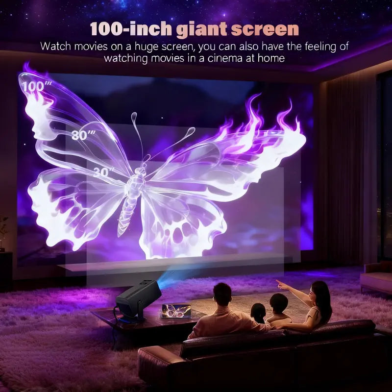 Amovfilm Portable Projector Native 1080P 4K Decode 5G WiFi6 BT5.0 Auto Focus 180° Rotatable Outdoor Home Cinema Bedroom Gaming Projector