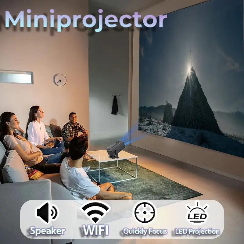 Amovfilm Portable Projector Native 1080P 4K Decode 5G WiFi6 BT5.0 Auto Focus 180° Rotatable Outdoor Home Cinema Bedroom Gaming Projector
