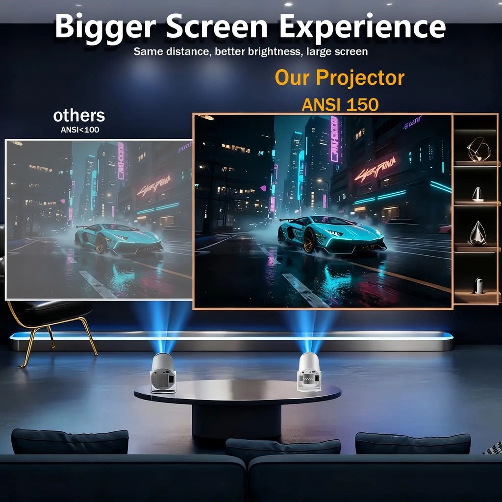 Amovfilm HY300Pro+ Portable Mini Projector, Native 720P, 4K Decoding, Auto Keystone, 280ANSI Lumen, Bluetooth 5.0, Wireless Home Theater Outdoor Movie Projector for Gift