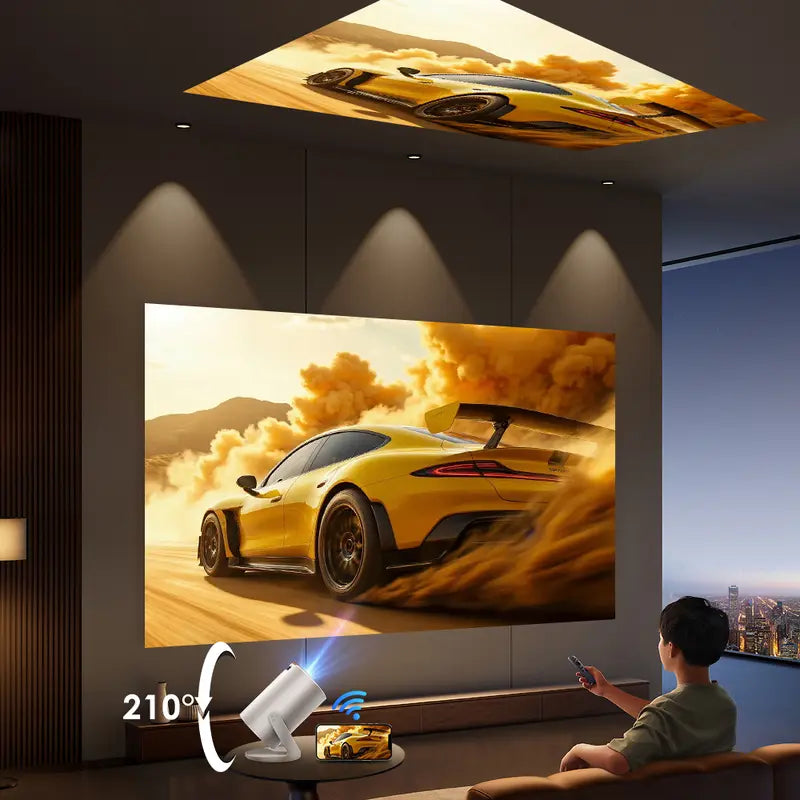 Amovfilm Mini Projector Portable Native 720P 4K Decoding Auto Keystone Correction 280ANSI WiFi Wireless & BT 5.0 Home Cinema Bedroom Gaming Outdoor Gift