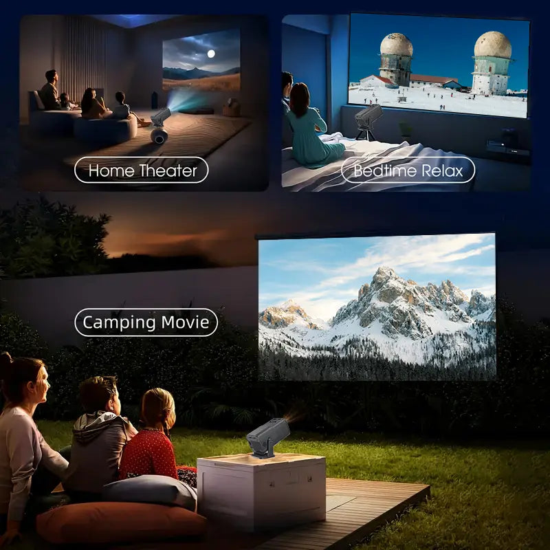 Amovfilm Portable Projector Native 1080P 4K Decode 5G WiFi6 BT5.0 Auto Focus 180° Rotatable Outdoor Home Cinema Bedroom Gaming Projector