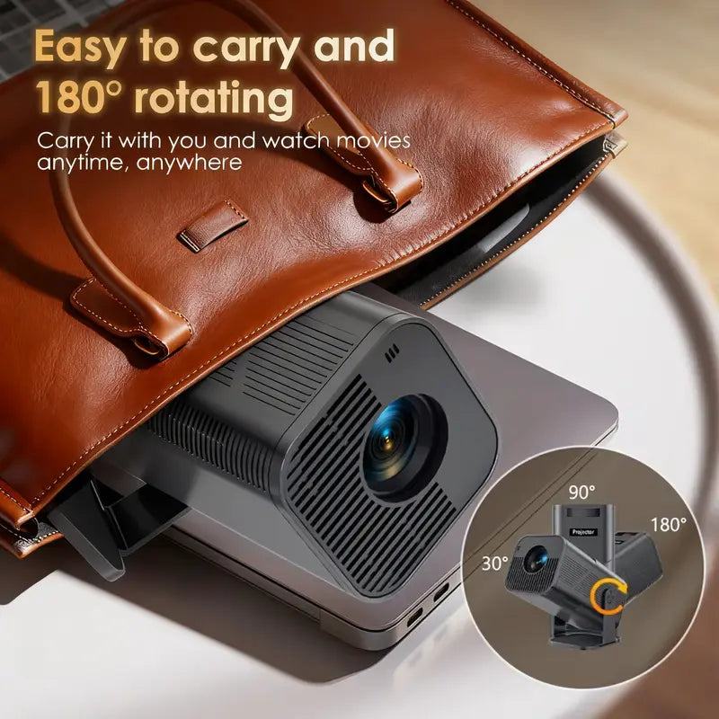 Amovfilm Portable Projector Native 1080P 4K Decode 5G WiFi6 BT5.0 Auto Focus 180° Rotatable Outdoor Home Cinema Bedroom Gaming Projector